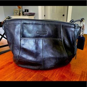 Black leather Coach shoulder bag